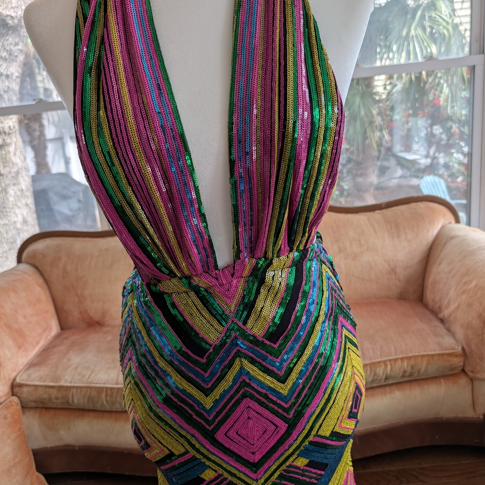 Fashion Nova Bright Sequined Mini Dress - M